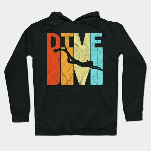 Diving Dive Retro Vintage Diver Snorkeling Gift Hoodie by JeZeDe